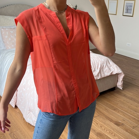 BCBGMAXAZRIA Addison silk blouse size large ambrosia color - Picture 4 of 11